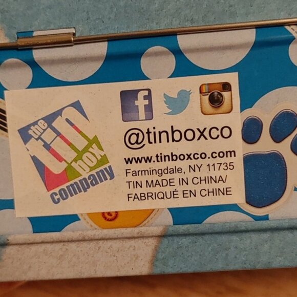 BLUE puppy tin box lunchbox storage container brand new, never used - Picture 3 of 11